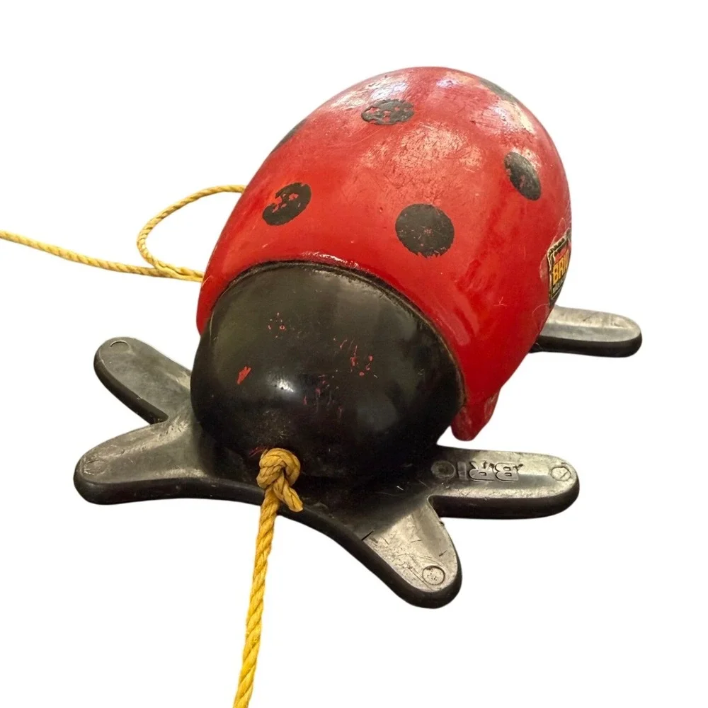 Vintage BRIO Ladybug‎ Wooden Pull Toy Made in Sweden Scandinavian Classic